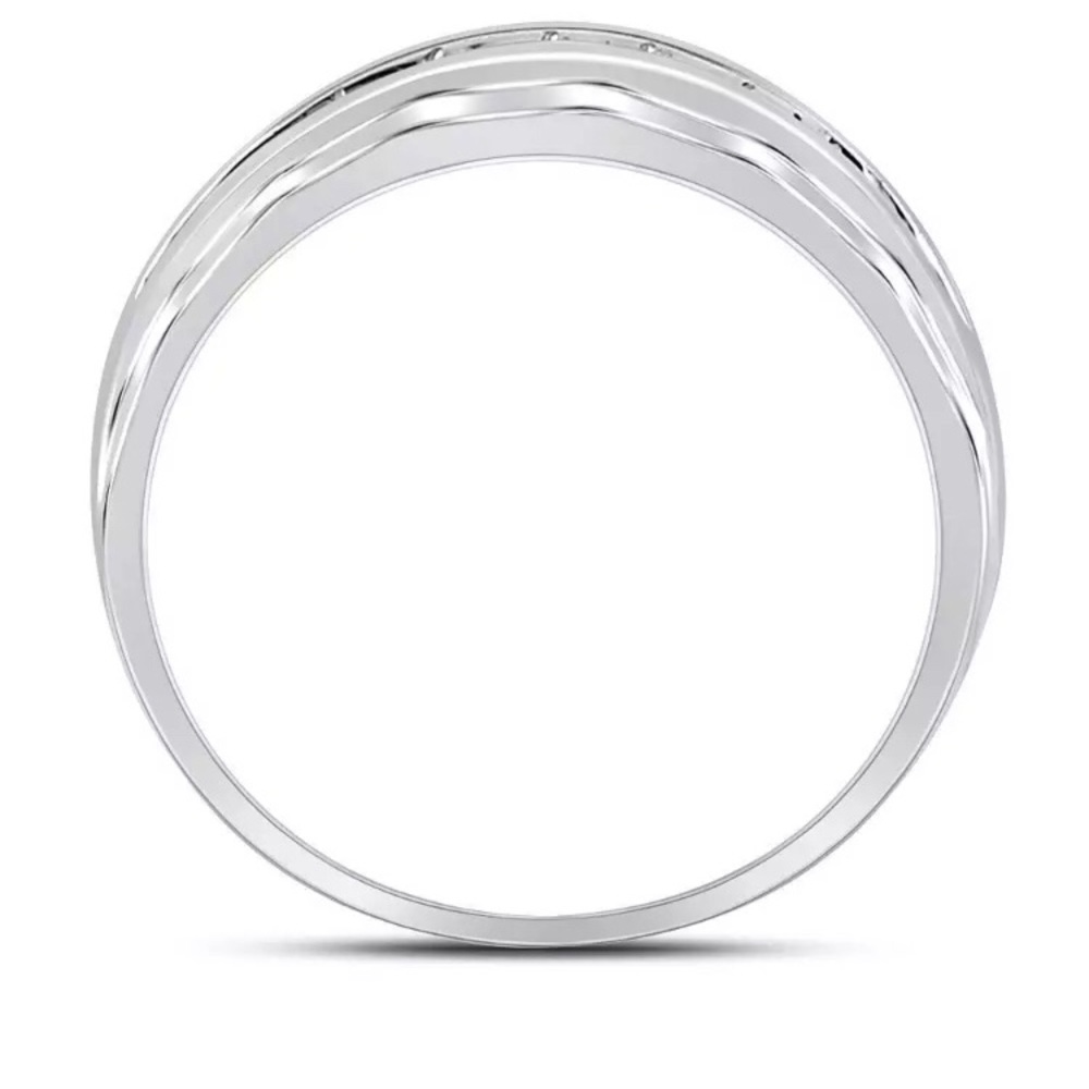 10kt White Gold Diamond Wedding Band Ring 1/4 Cttw - Picture 3 of 9